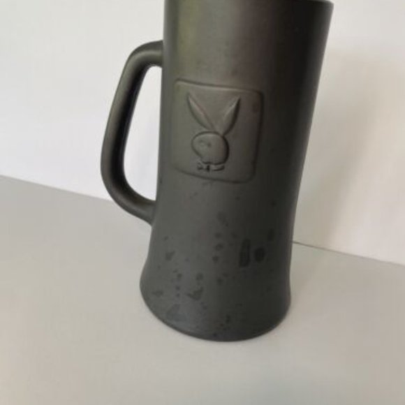 Vintage Playboy Mug Black Matte Tall Beer Mug Stein Heavy Embossed Bunny - Picture 4 of 4